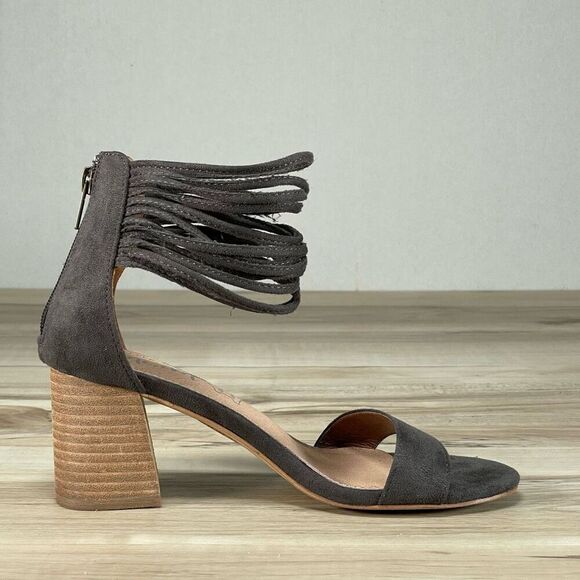 Mi.iM Miracle Miles Lenna Womens 7 Grey Thick Ankle Strap Block Heel Leather - Picture 3 of 9